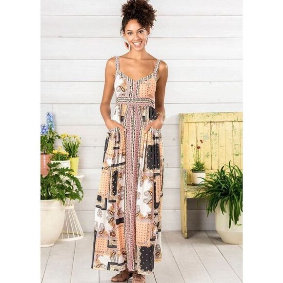 Matilda Jane Adventure Begins Perfectly Paisley Maxi Dress Small S Womens - Picture 1 of 4